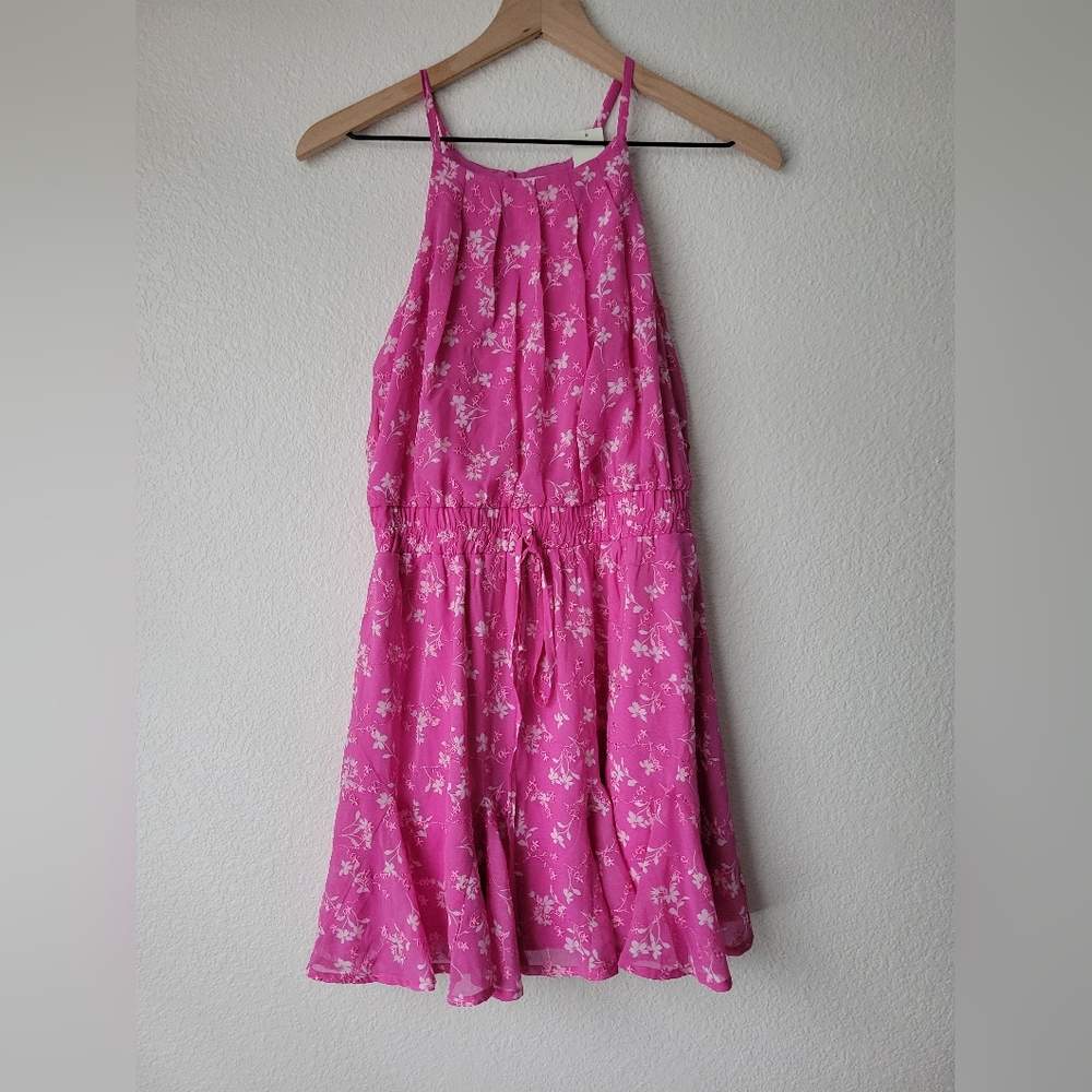 NWT mi ami francescas pink floral ruffle mini dress, small